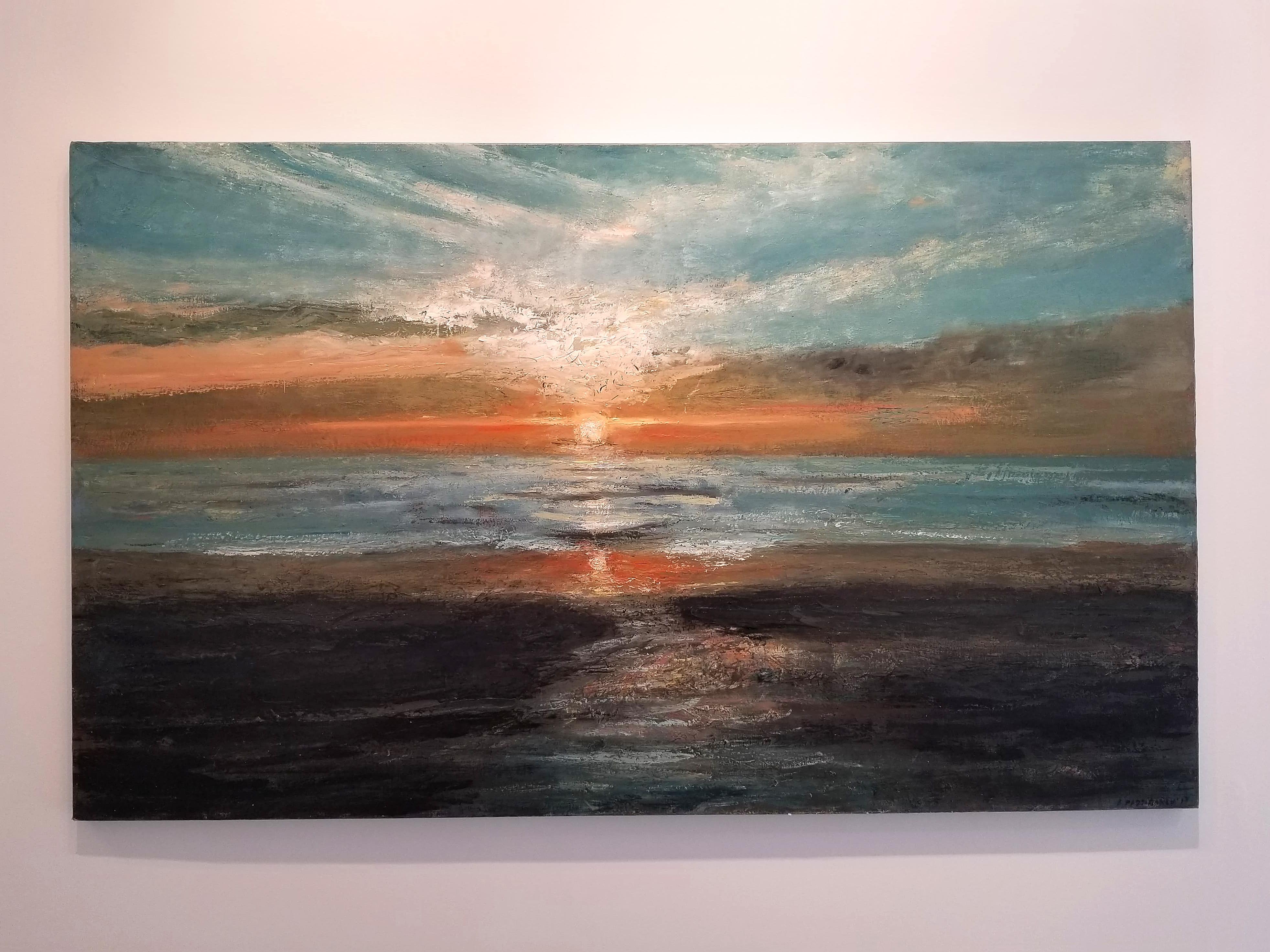 Estuaire, oil painting on canvas - Painting by Albert Hadjiganev
