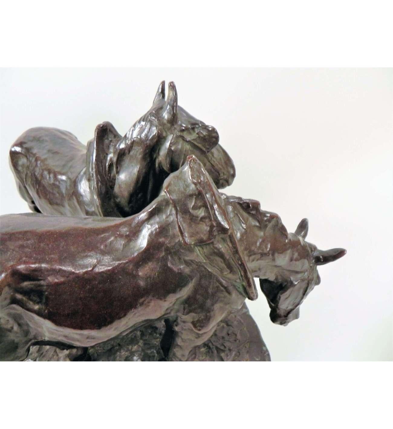 Bronze-Zugpferde Skulptur von Albert Hager (1857-1940) im Angebot 4