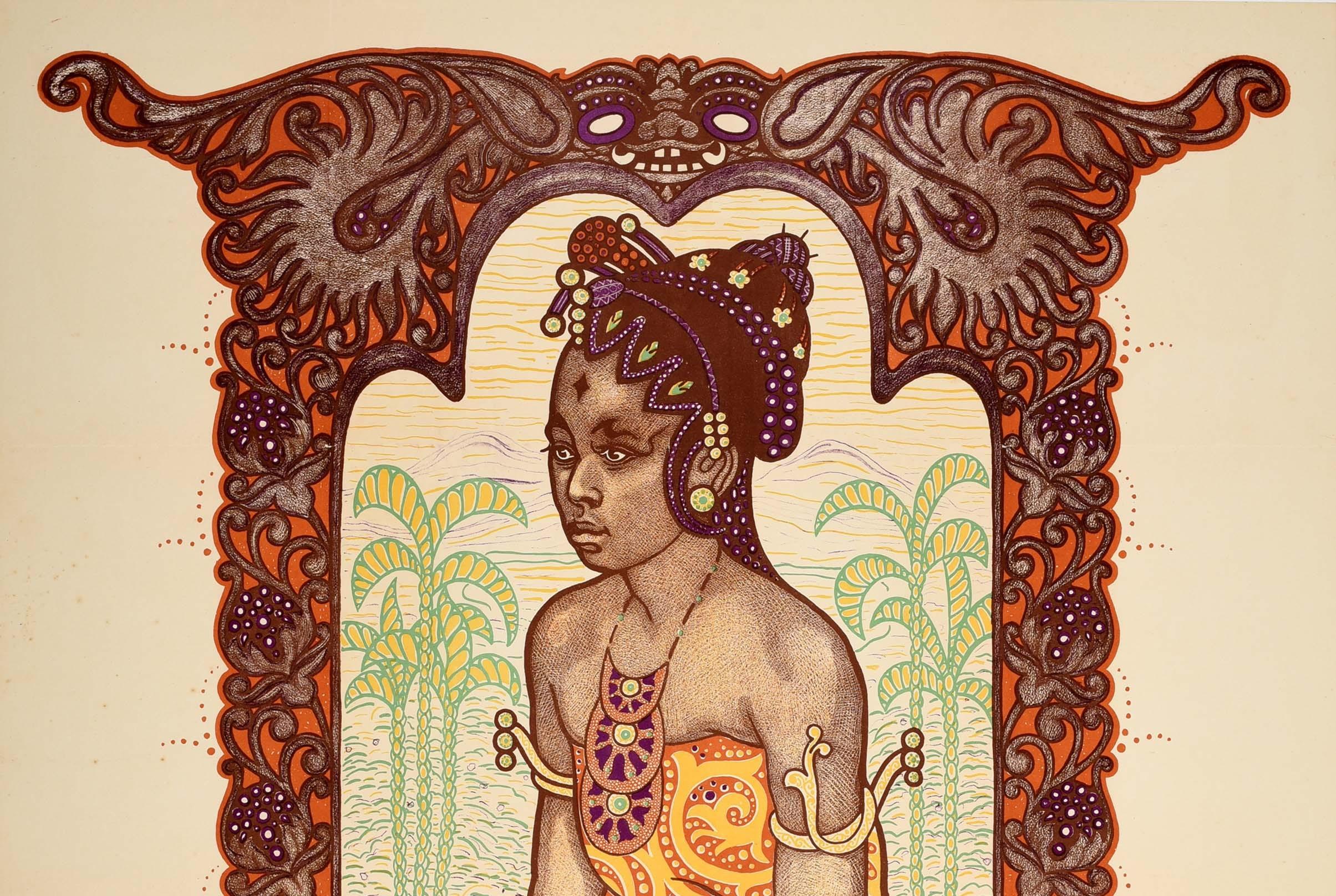 Original Antikes Originalplakat, Kolonialausstellung in Indonesien 1914, Java, Indonesien – Print von Albert Hahn