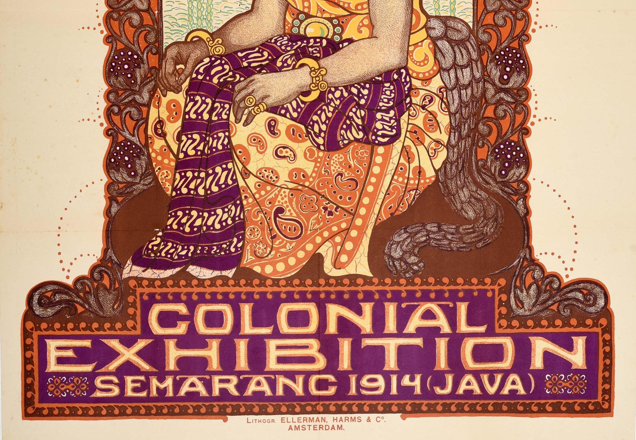 Original Antikes Originalplakat, Kolonialausstellung in Indonesien 1914, Java, Indonesien (Beige), Print, von Albert Hahn