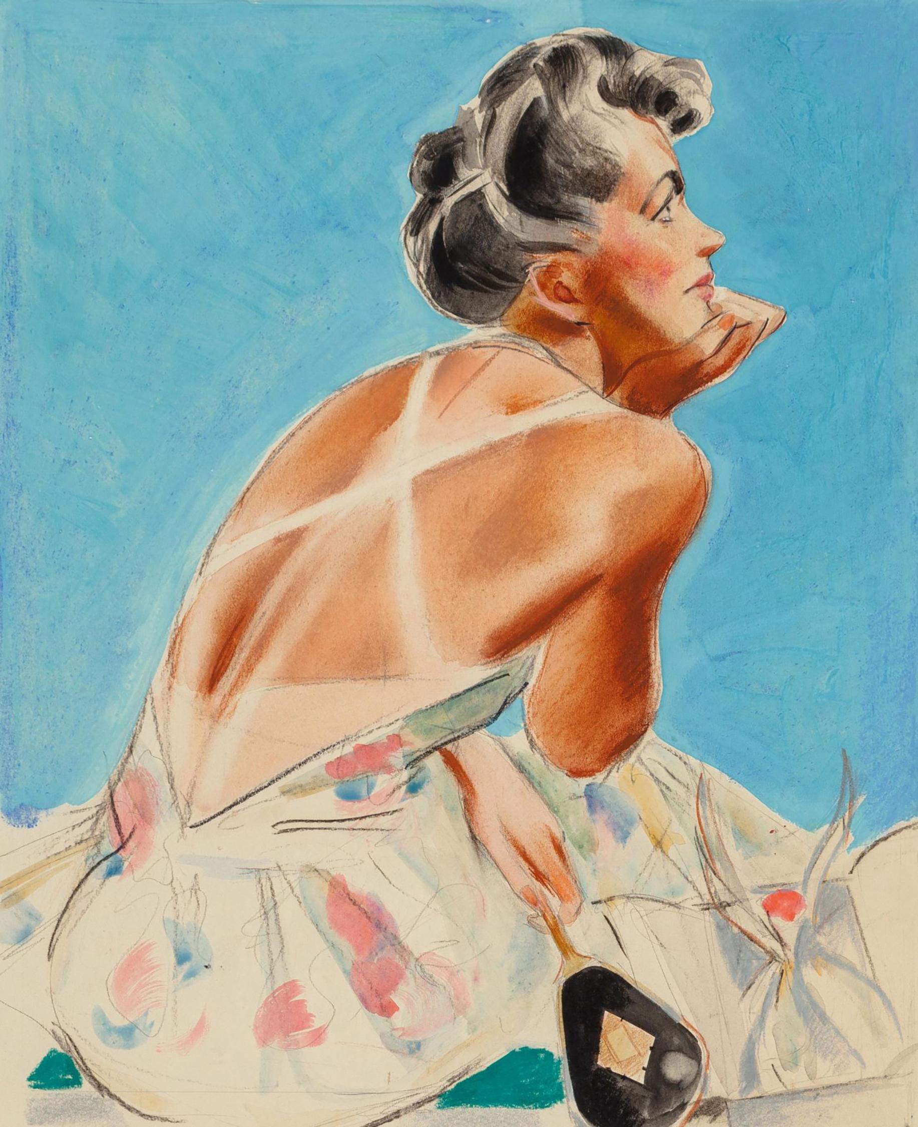 Tan Lines, The Saturday Evening Post cover study - Mixed Media Art by Albert Hampson