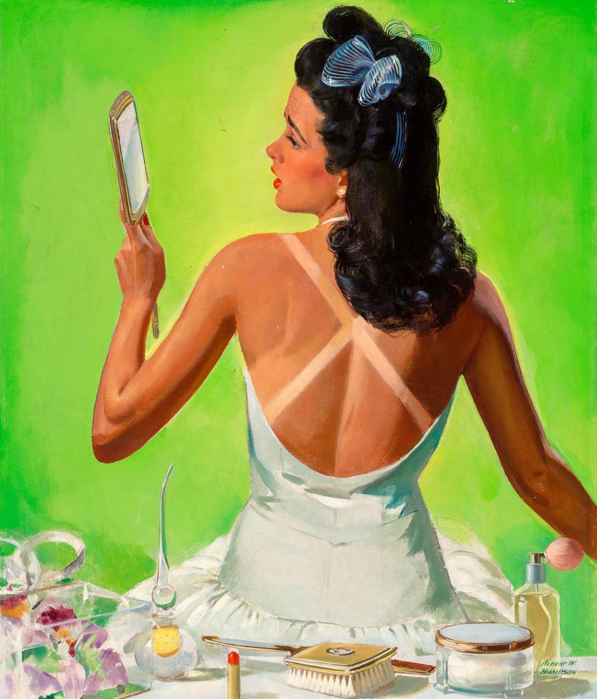 Figurative Painting di Albert Hampson - Tan Lines, copertina del Saturday Evening Post, 27 settembre 1941
