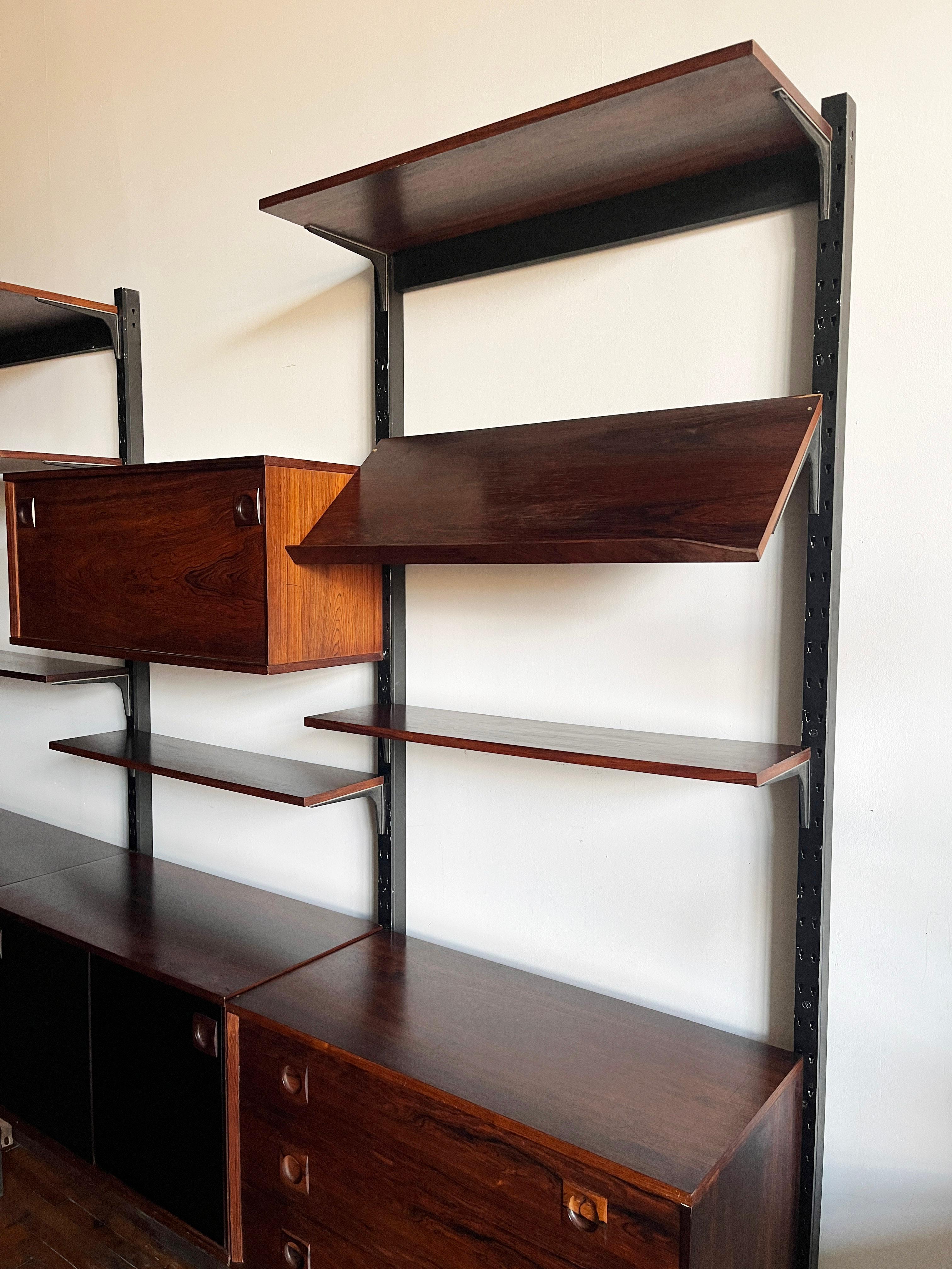 Hand-Carved Albert Hansen Danish Modern Rosewood Modular Shelving System 1970s (Signed)