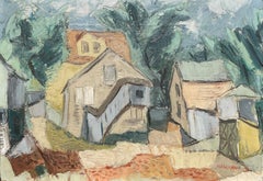 "Cluster of Houses near Woodstock" Albert Heckman, Paysage moderniste américain