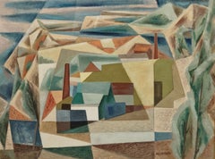 "Paysage cubiste" Albert Heckman, moderniste américain, paysage fracturé