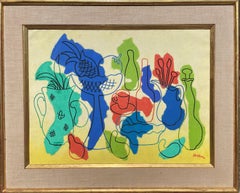 "Untitled" Albert Heckman, 1950s Modernist Abstracted Still Life Painting