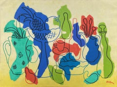 "Untitled" Albert Heckman, 1950s Modernist Abstracted Still Life Painting