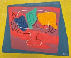 "Sans titre" Albert Heckman, vers 1950 Nature morte colorée moderniste avec fruits