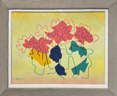 "Sin título" Albert Heckman, bodegón floral modernista saturado y abstracto