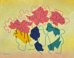 "Untitled" Albert Heckman, Floral Modernist Saturated Abstracted Still Life
