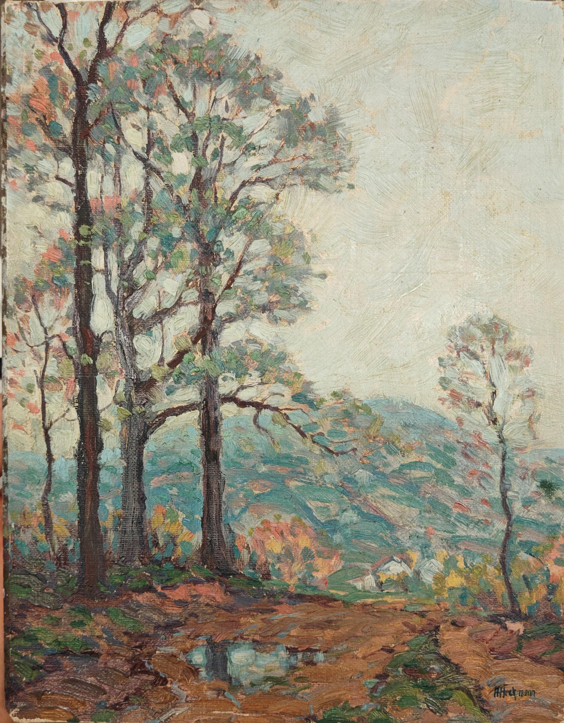 "Woodstock Landscape" Albert Heckman, American Modernist, Atmospheric Valley