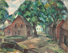"Woodstock Landscape" Albert Heckman, WPA, Modernist, Farm, Barn, Rural Scene