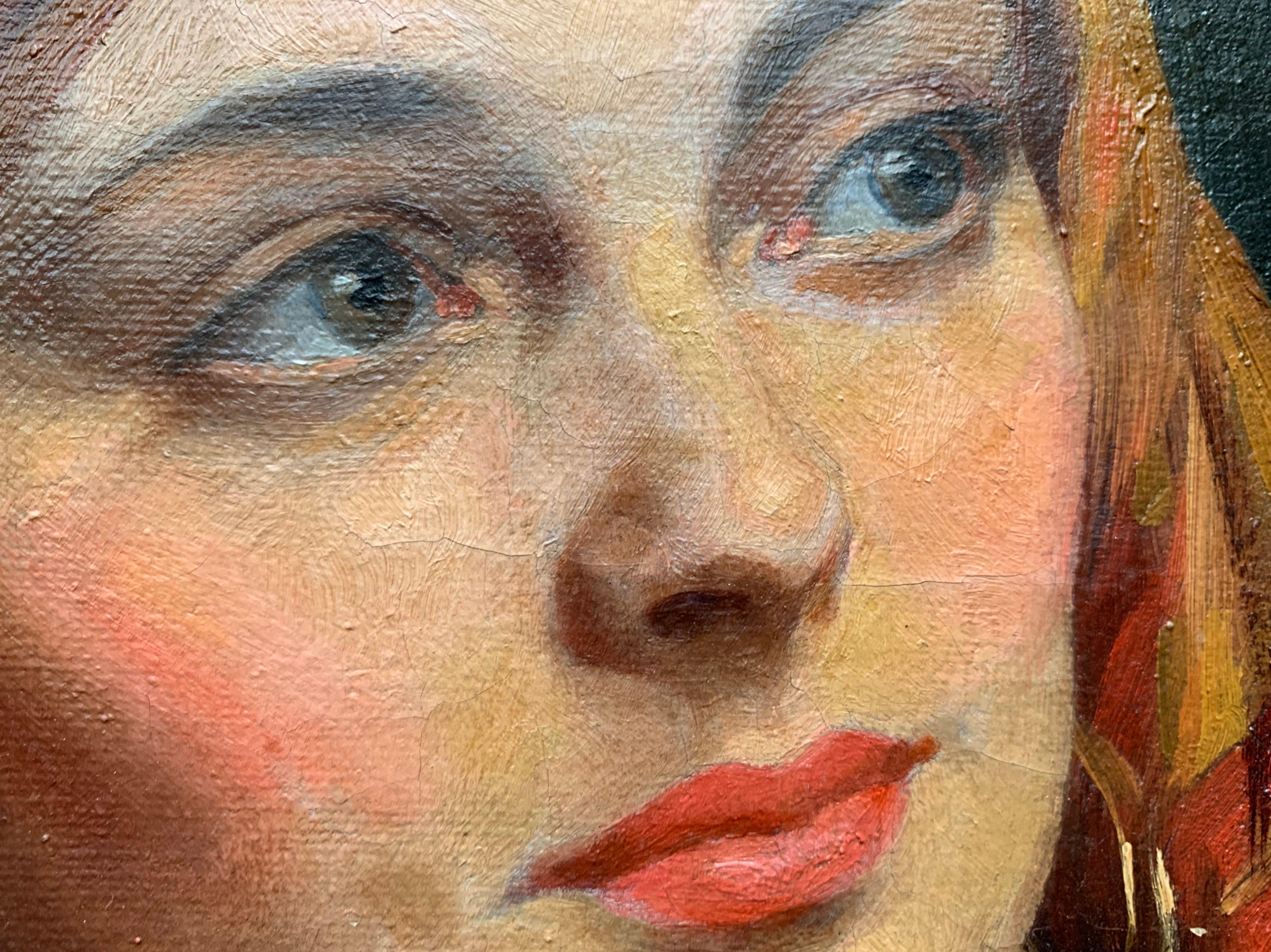 Albert Henry Collings (1868-1947) oil on canvas 'Yasmin in gypsy headscarf' For Sale 3