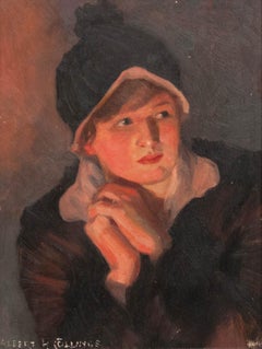 Albert Henry Collings – Ölgemälde aus dem frühen 20. Jahrhundert, „Junge mit Strickmütze“