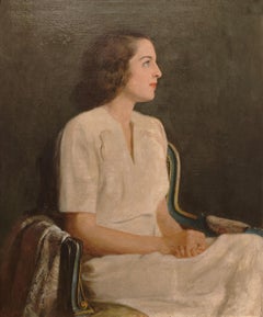 "Portrait of Harriet Conel Herter" Albert Herter, Female Portrait, Wedding Dress