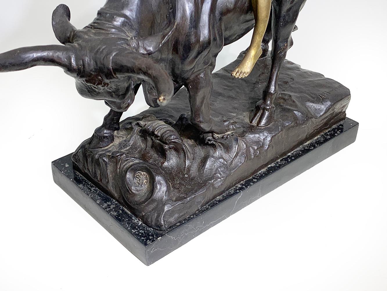 Art Deco Albert Hinrich Hussmann '1874-1946', Europe and the Bull Bronze Sculpture