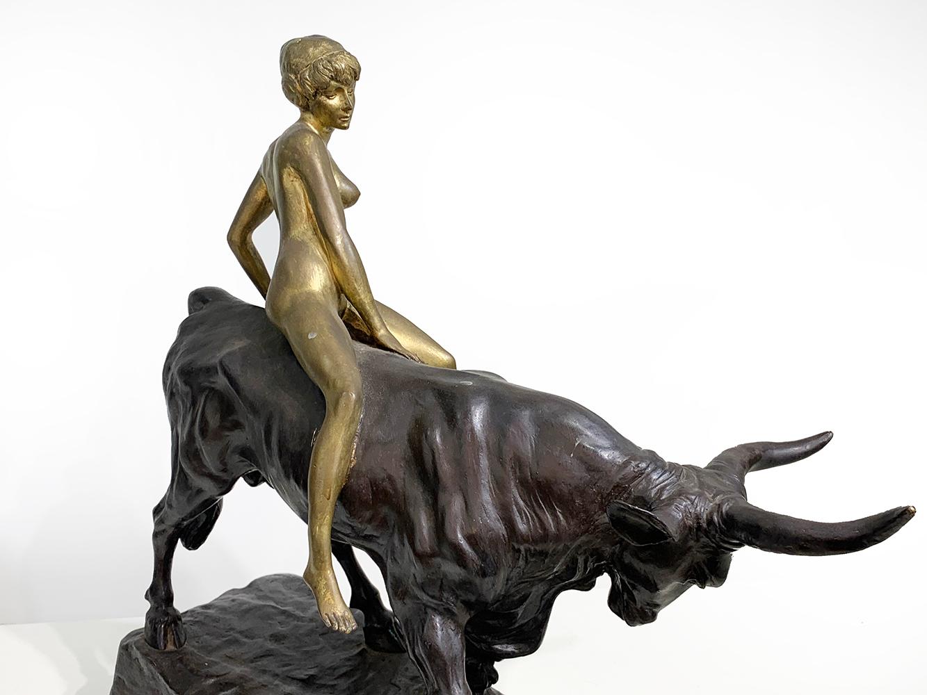 Albert Hinrich Hussmann '1874-1946', Europe and the Bull Bronze Sculpture In Good Condition In Beirut, LB