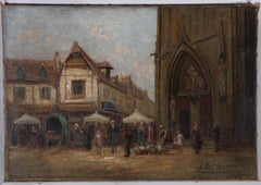Albert Hirtz - Huile du début du XXe siècle, place de marché française
