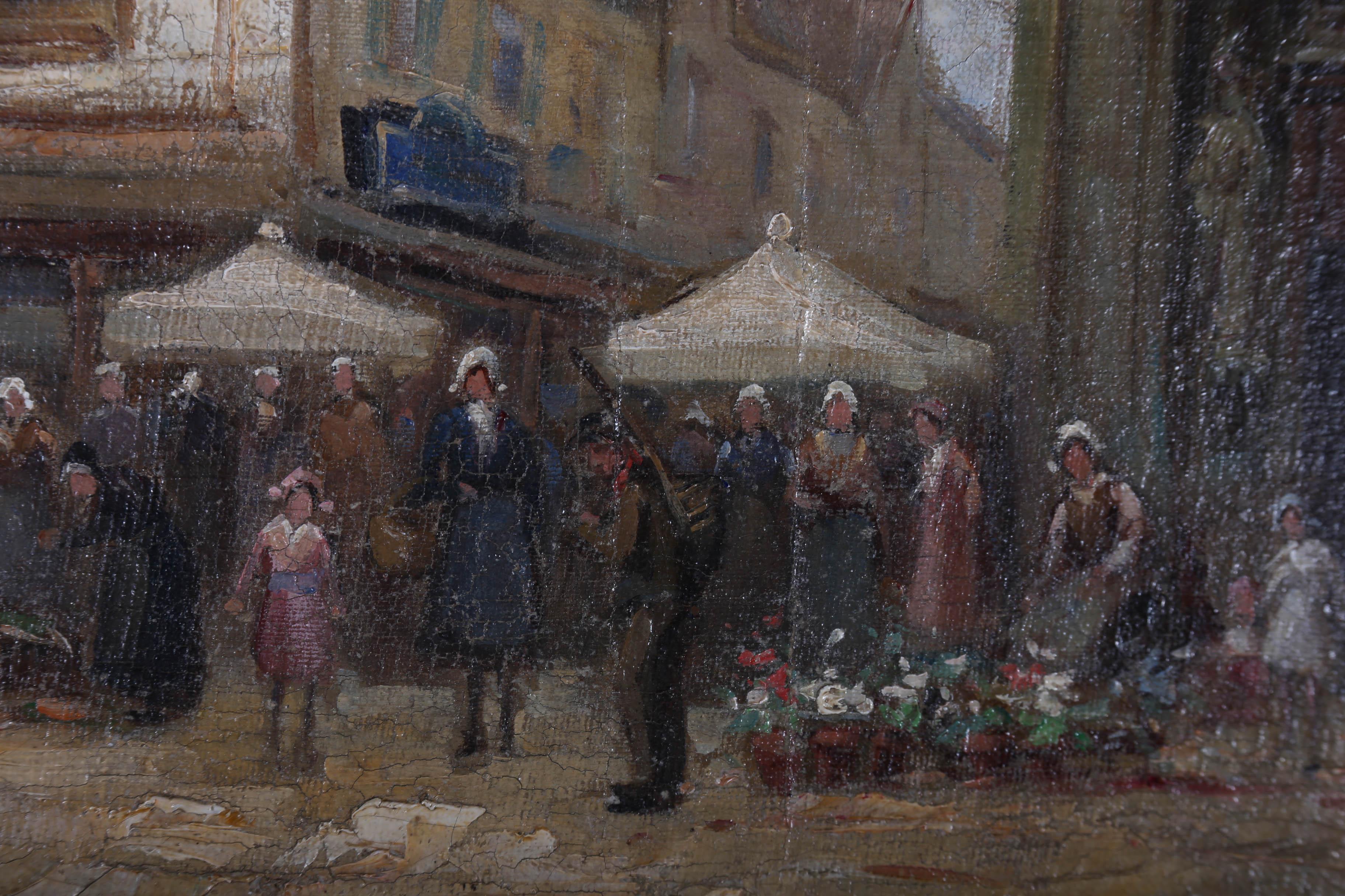 Albert Hirtz - Early 20th Century Oil, French Market Square For Sale 1