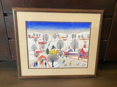 Albert J Kramer Signed Original American Naive Primitive Folk Art Painting