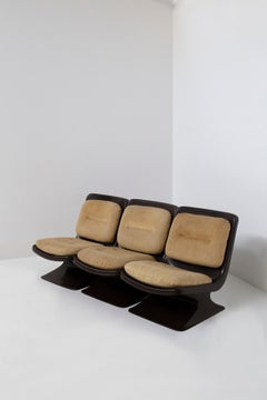 Albert Jacob Set di tre poltrone di Grosfillex in plastica marrone, Francia