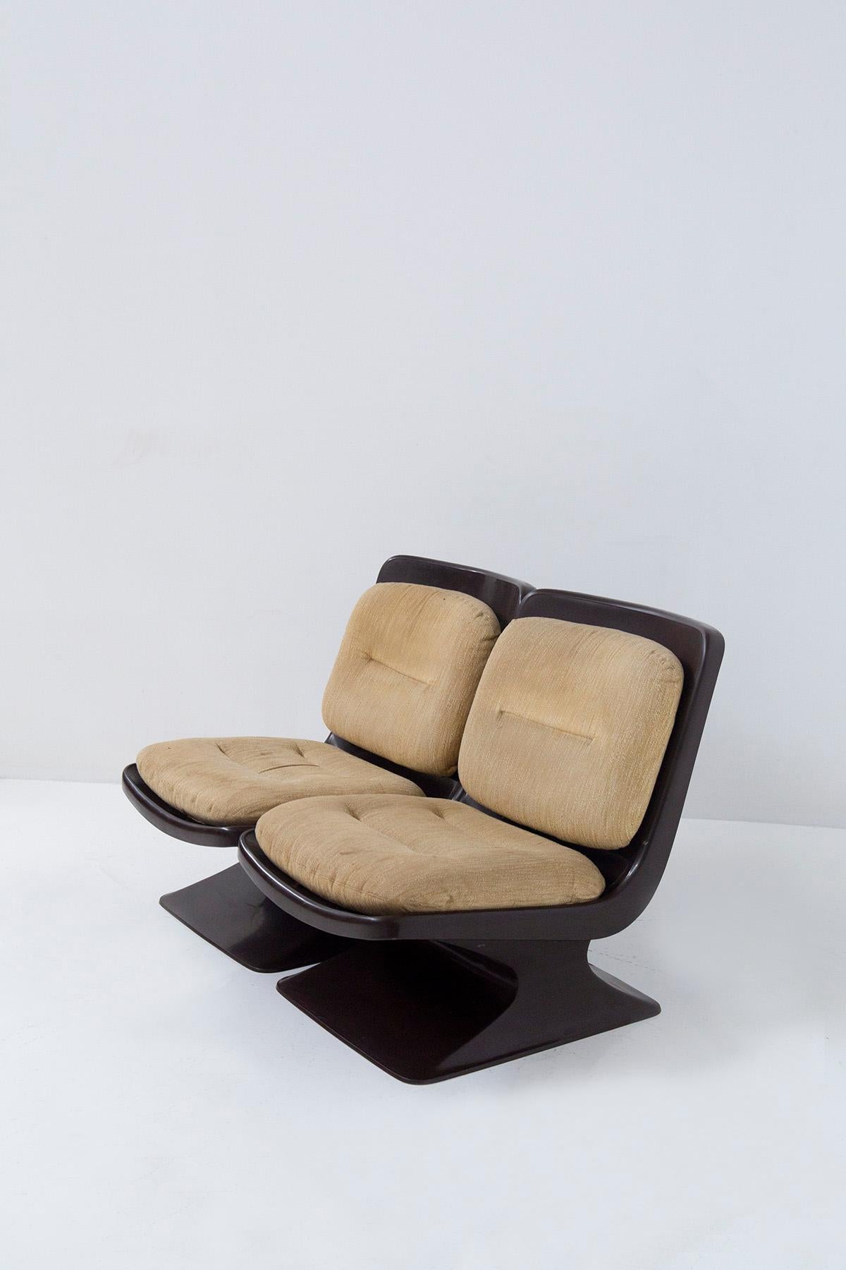 Space Age Albert Jacob Set of three armchairs by Grosfillex in brown plastic, France