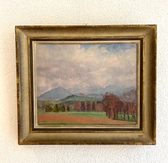 Country landscape with mountains and clouds