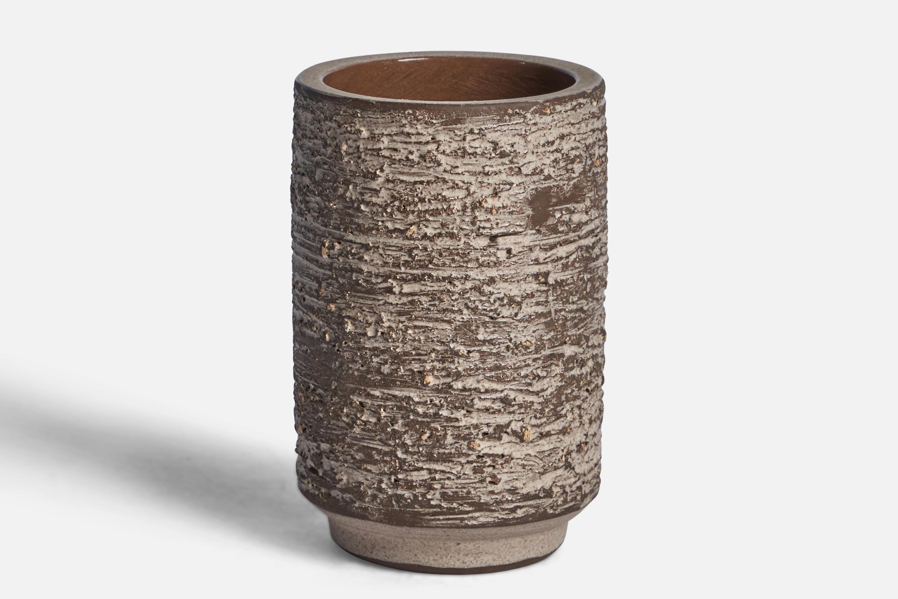 Vase aus grau glasierter Keramik, entworfen von Albert Jansson und hergestellt von Norrmans-Motala, Schweden, ca. 1940er Jahre.