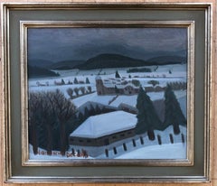 Paesaggio di un villaggio innevato