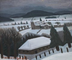 Landscape of a snowy village