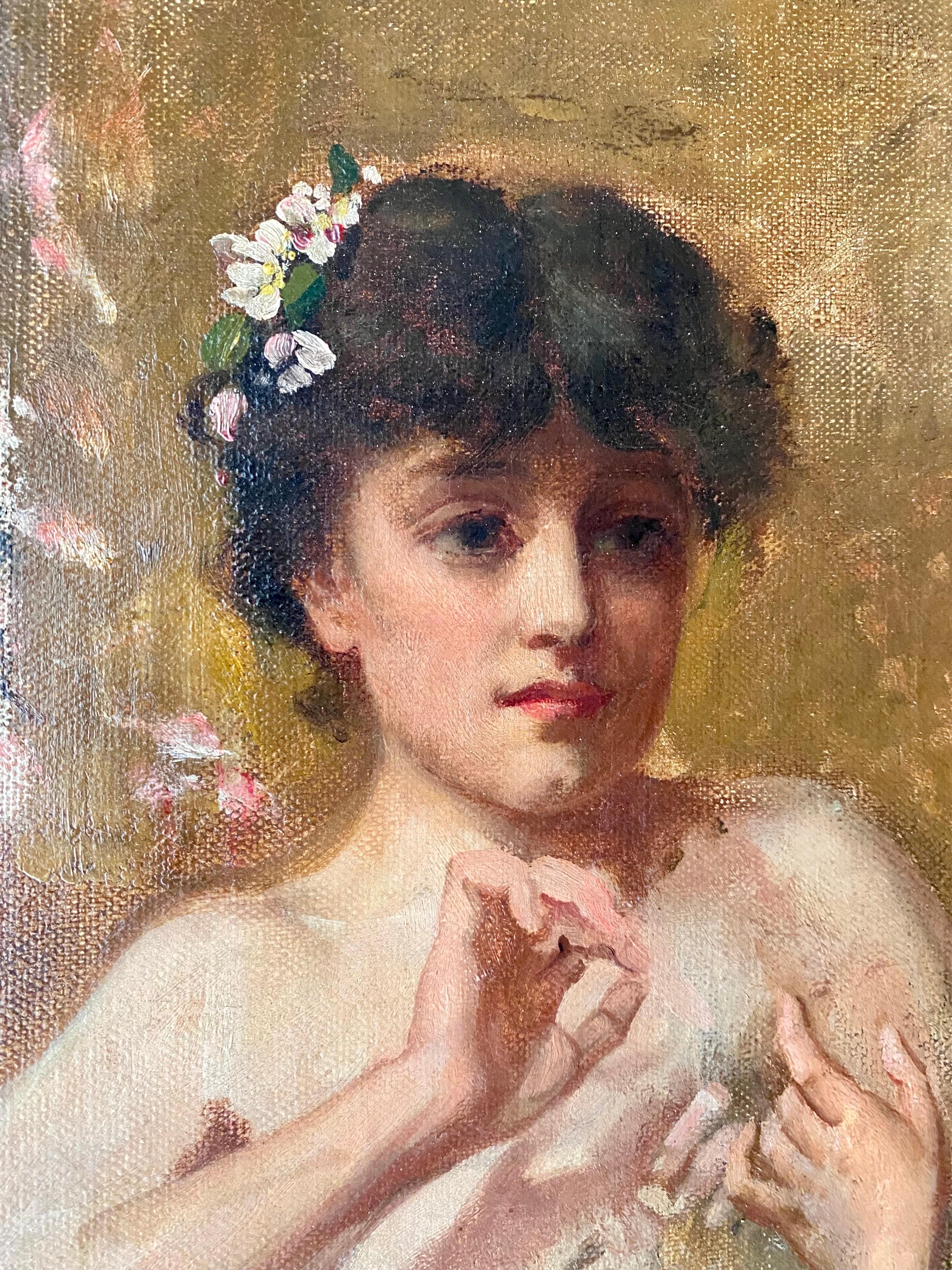 19th century Pre-raphaelite painting - two nudes - British oil Ca. 1880s 1