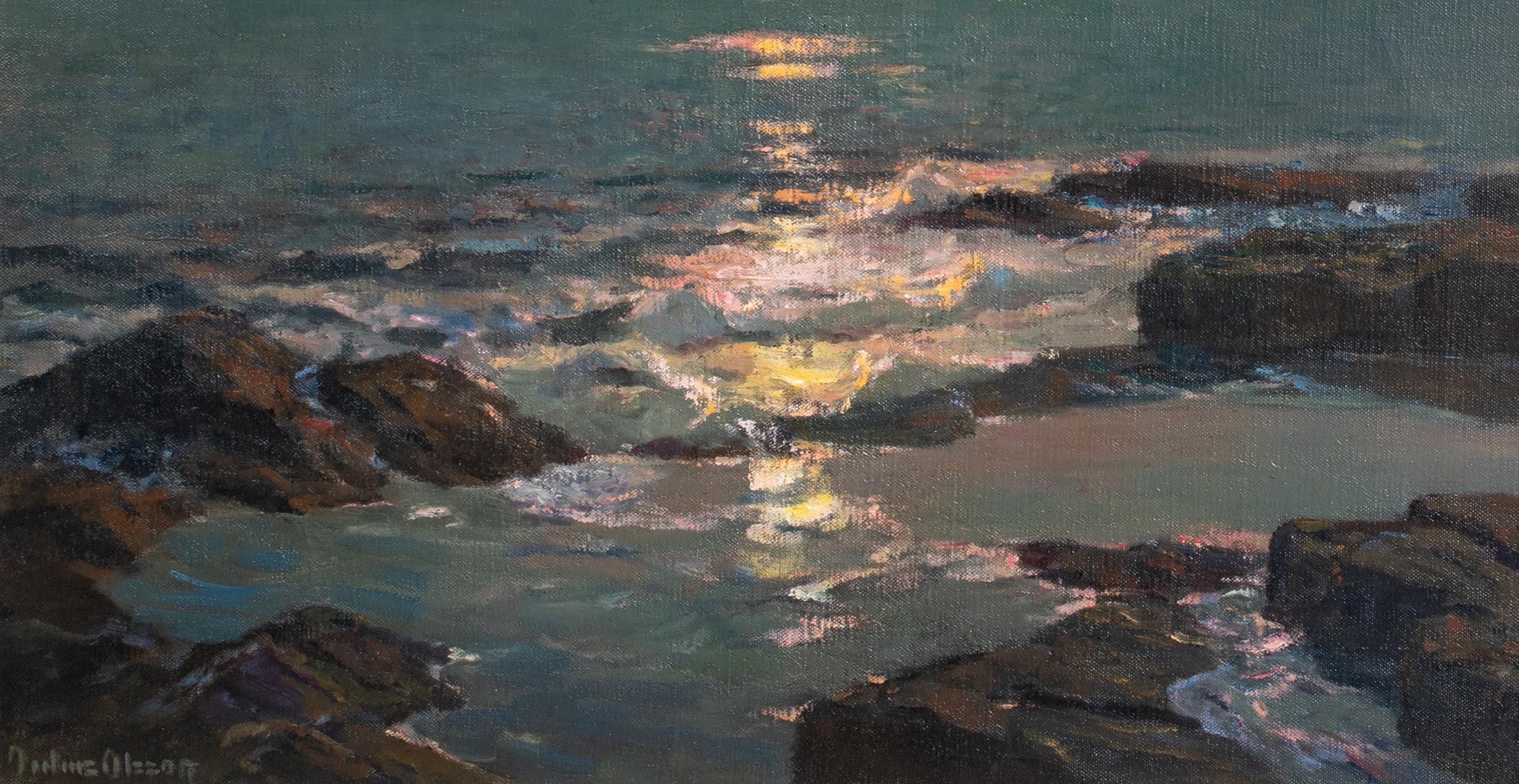 Lever de lune sur la baie de Carbis, Cornouailles 19e siècle  St Ives 2