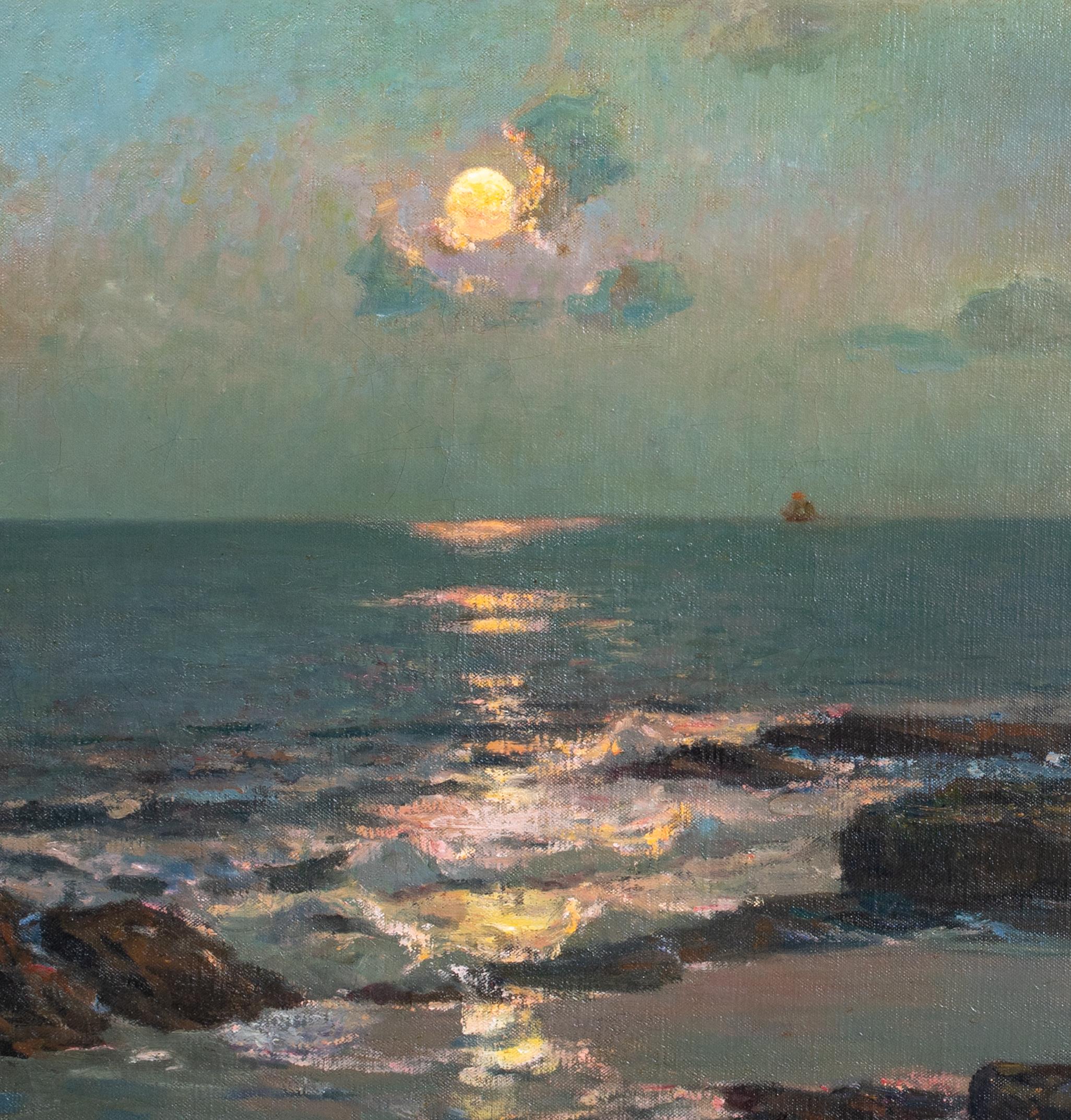 Moonrise Over Carbis Bay, Cornwall 19th Century  St Ives For Sale 3