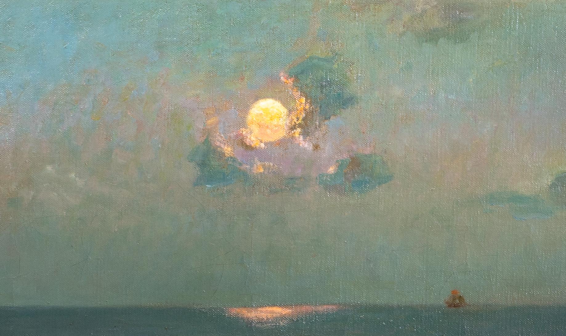 Moonrise Over Carbis Bay, Cornwall 19th Century  St Ives For Sale 4