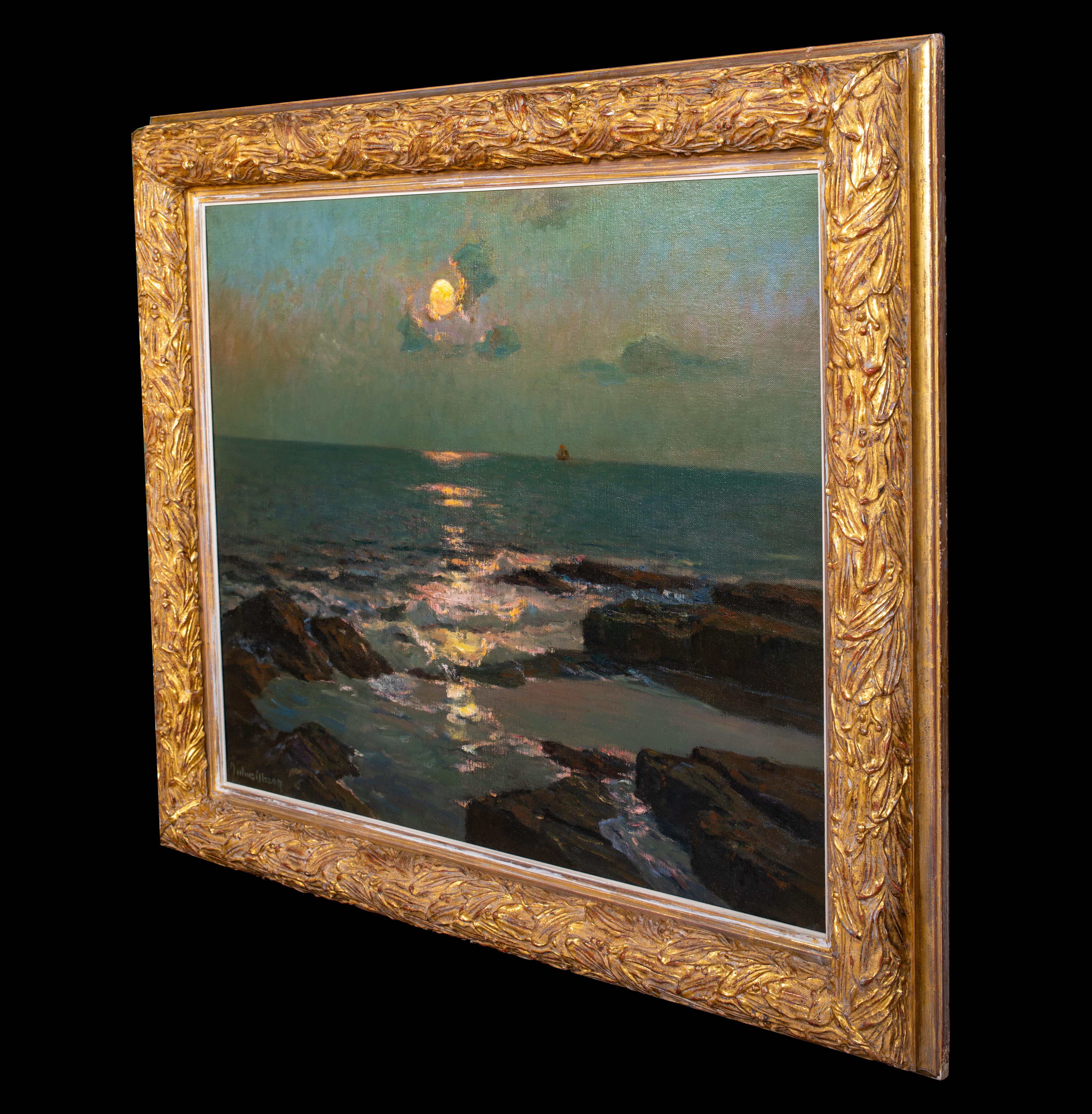 Moonrise Over Carbis Bay, Cornwall 19th Century  St Ives For Sale 5