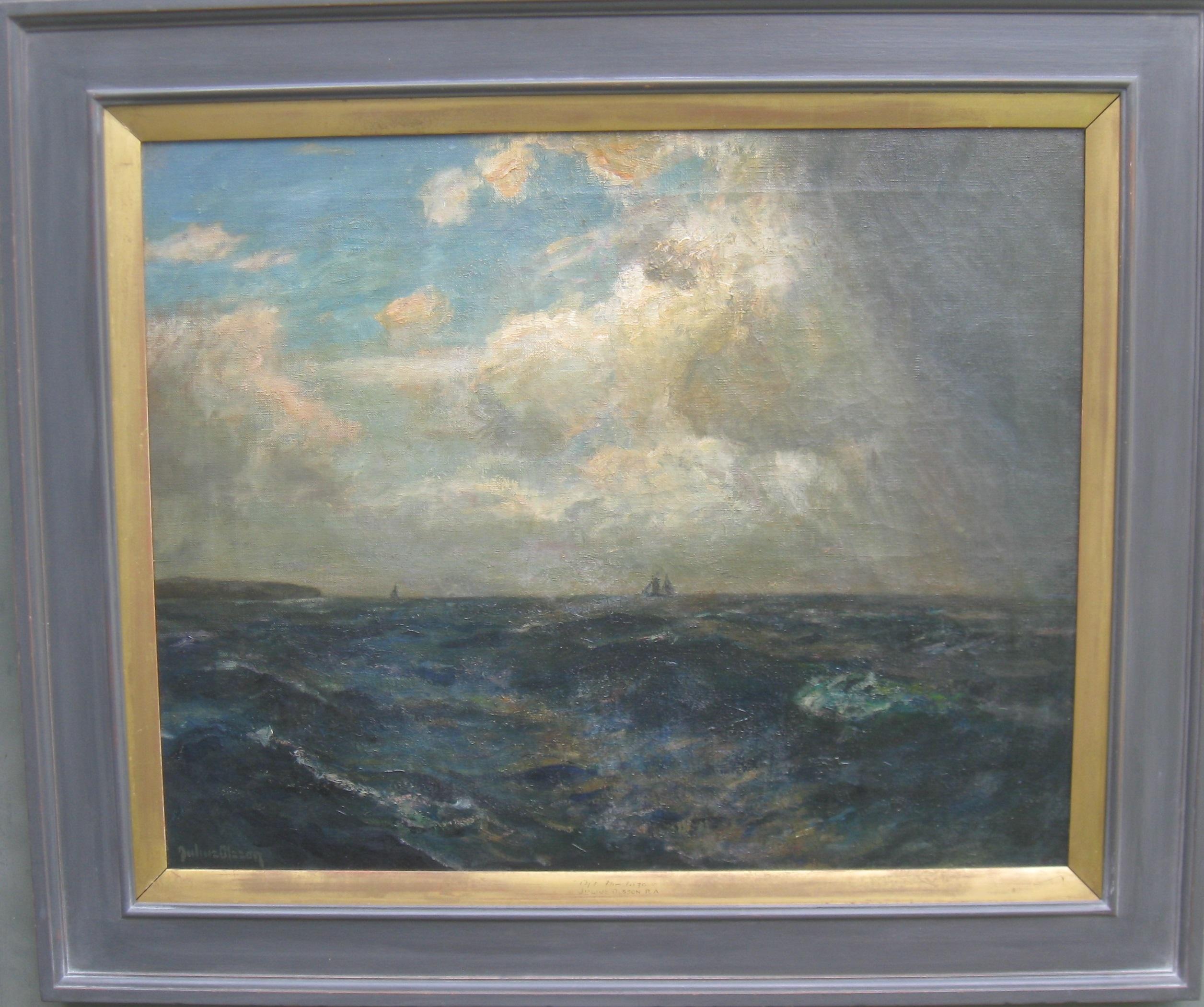 'Off the Lizard, Cornwall' Seascape Impressionist oil on canvas circa 1930's - Painting by Albert Julius Olsson