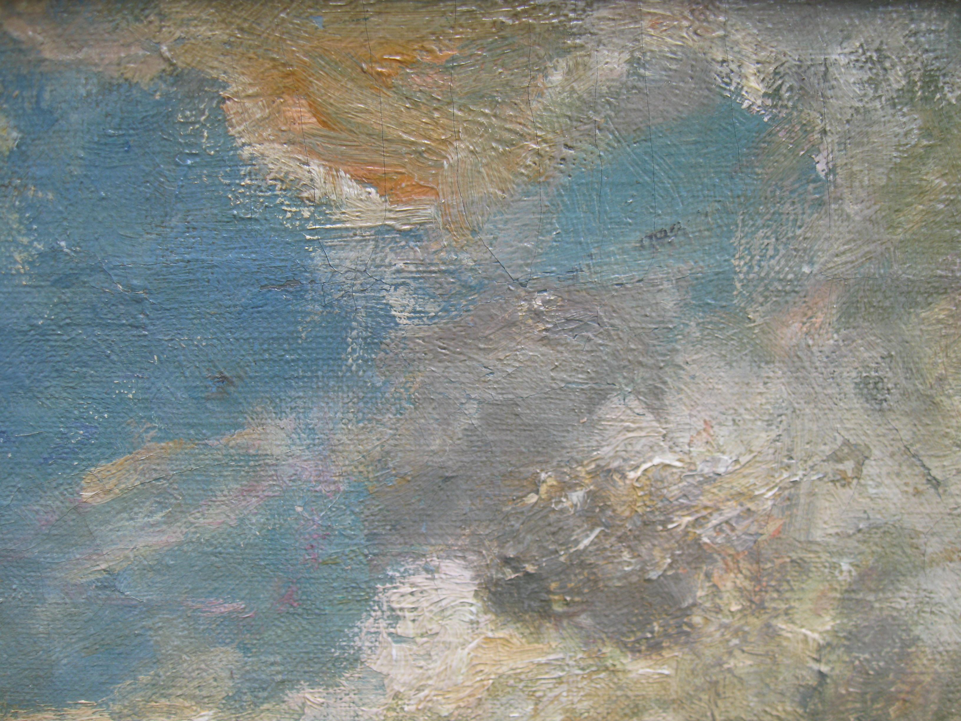'Off the Lizard, Cornwall' Seascape Impressionist oil on canvas circa 1930's 3