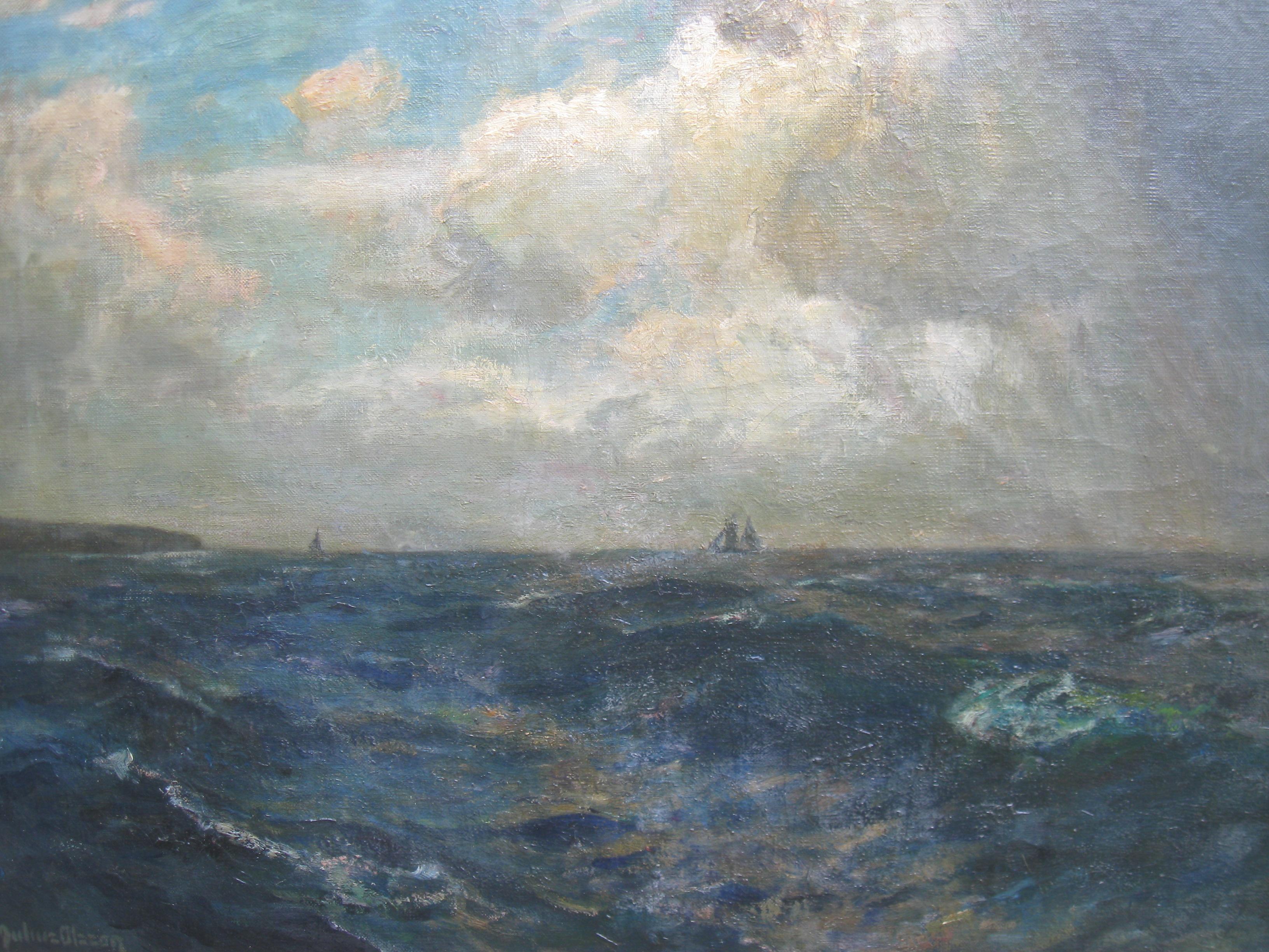 Albert Julius Olsson Landscape Painting - 'Off the Lizard, Cornwall' Seascape Impressionist oil on canvas circa 1930's