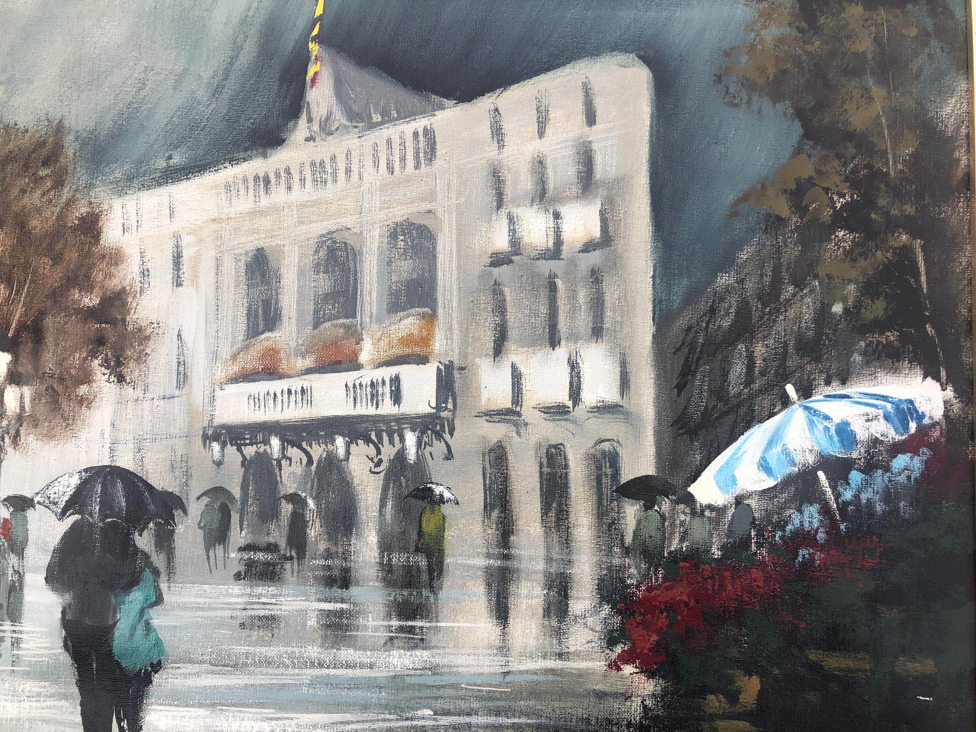 Barcelona Liceo óleo sobre lienzo pintura paisaje urbano español España en venta 2