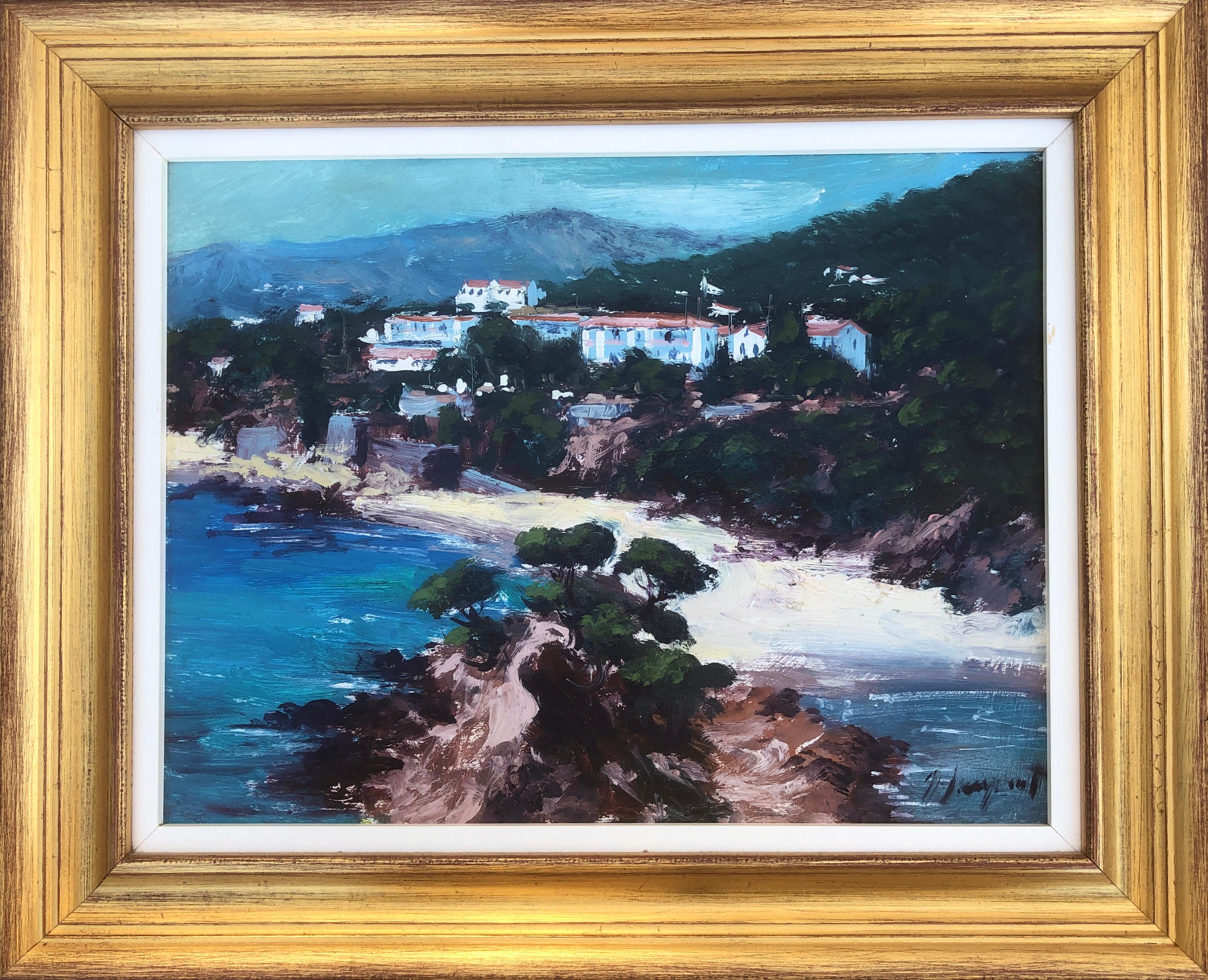 Catalan coast oil on board painting spanish seascape - Painting by Albert Junyent Quinquer