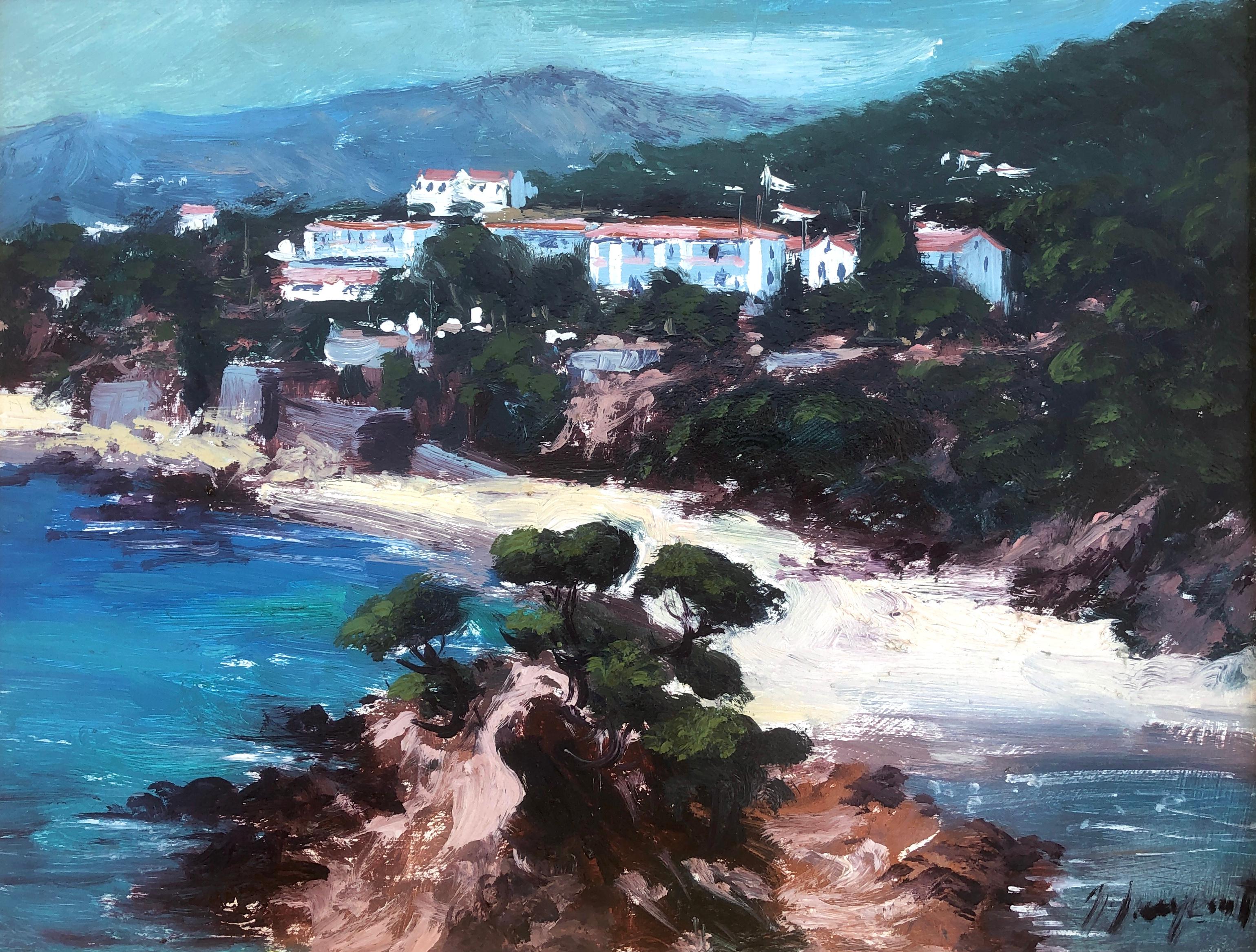 Albert Junyent Quinquer Landscape Painting - Catalan coast oil on board painting spanish seascape
