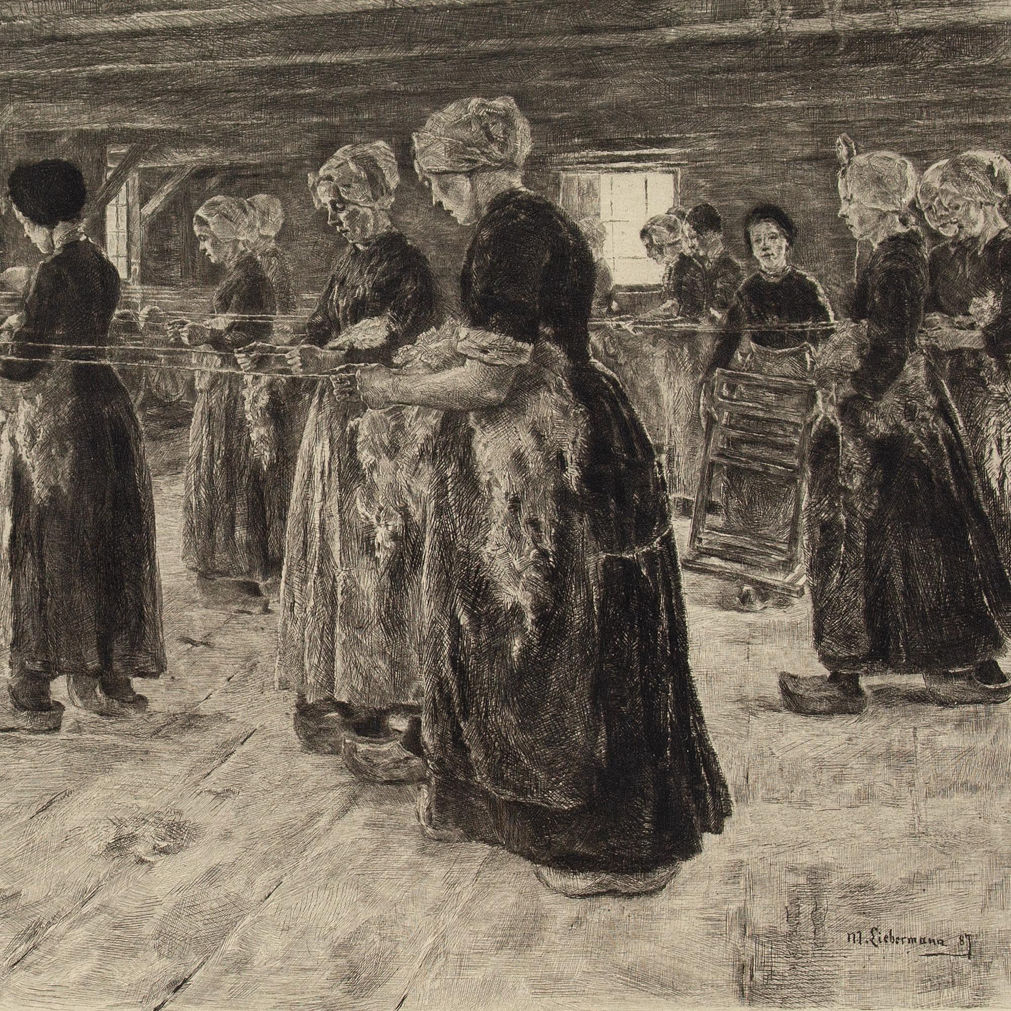 Albert Kruger After Max Liebermann, The Flax Barn at Laren, Etching  For Sale 1