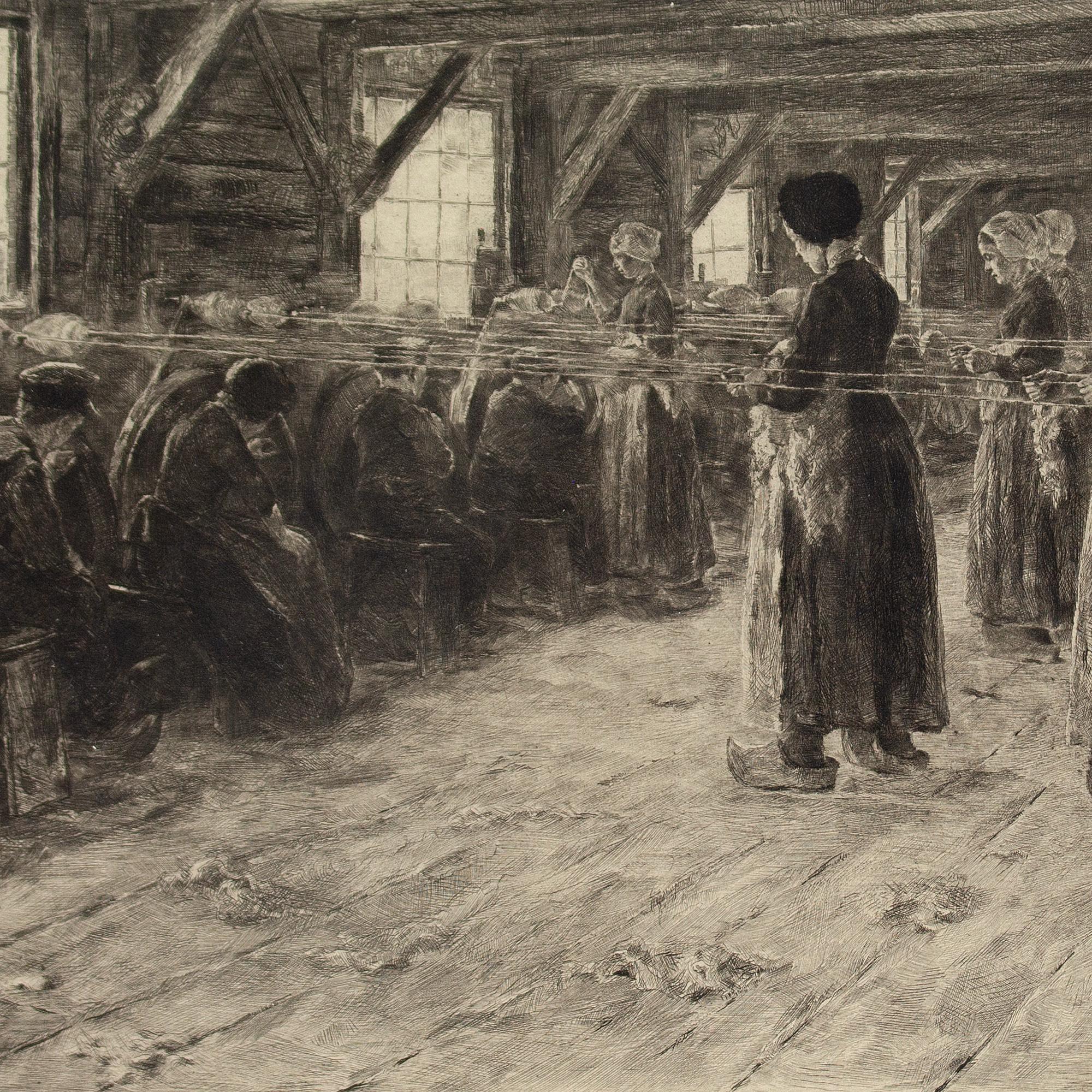 Albert Kruger After Max Liebermann, The Flax Barn at Laren, Etching  For Sale 2