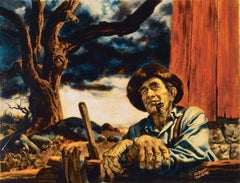 Vintage Farmer Smoking his Pipe