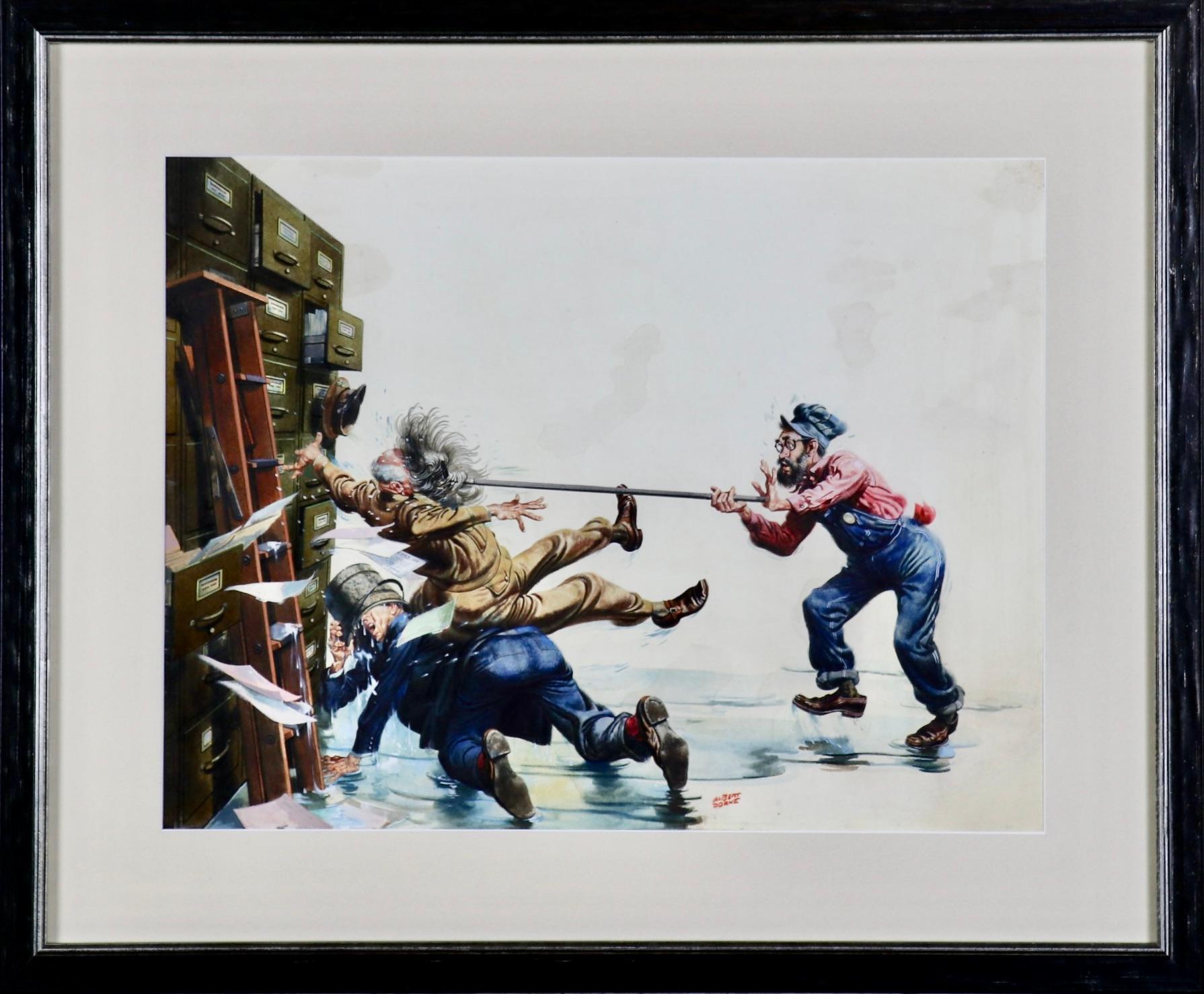 Mayhem with a Mop (Mop) - Painting de Albert L. Dorne