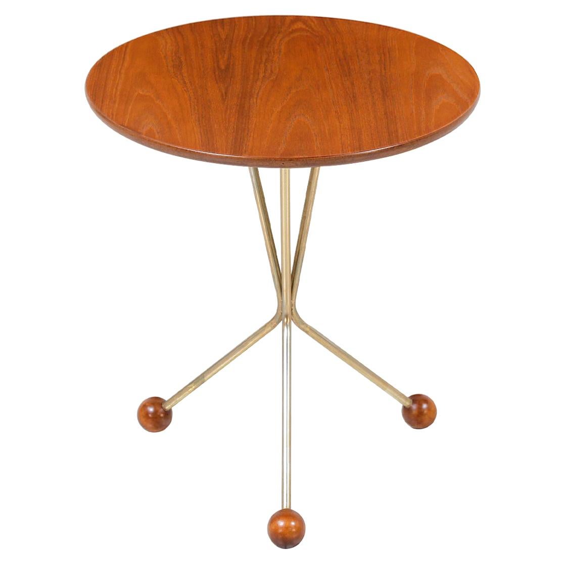 Albert Larsson Brass and Teak Tripod Side Table for Alberts Tibro