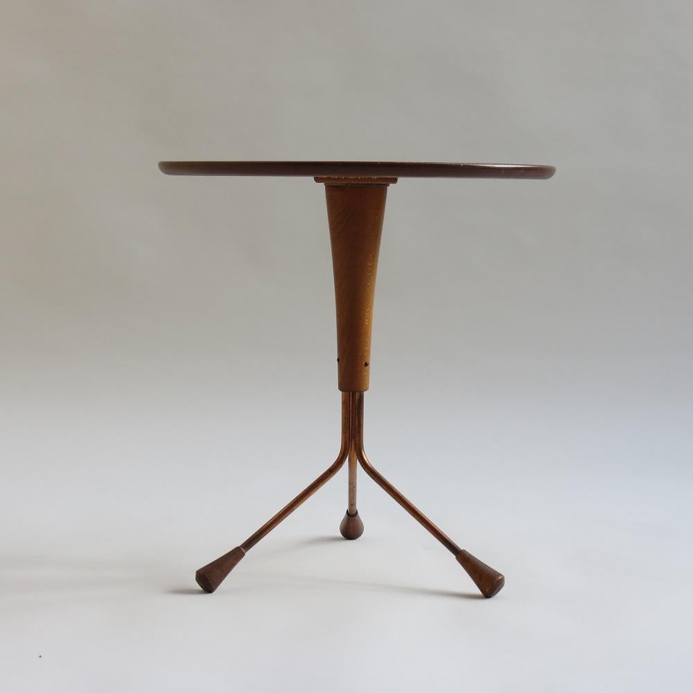 Mid-Century Modern Albert Larsson Teak Tripod Table Swedish 1950s Alberts Tibro