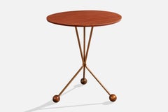 Albert Larssons Möbelfabrik, table d'appoint, métal, teck, Suède, années 1950