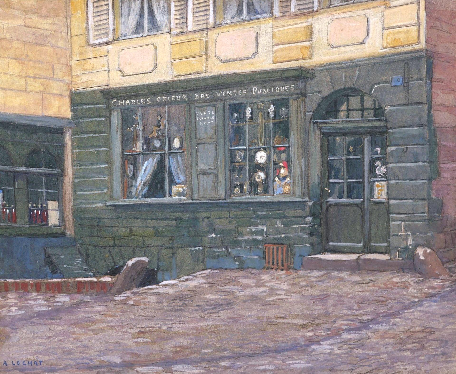 Das Kricketgeschäft der Stadt in Arras – Painting von Albert Lechat