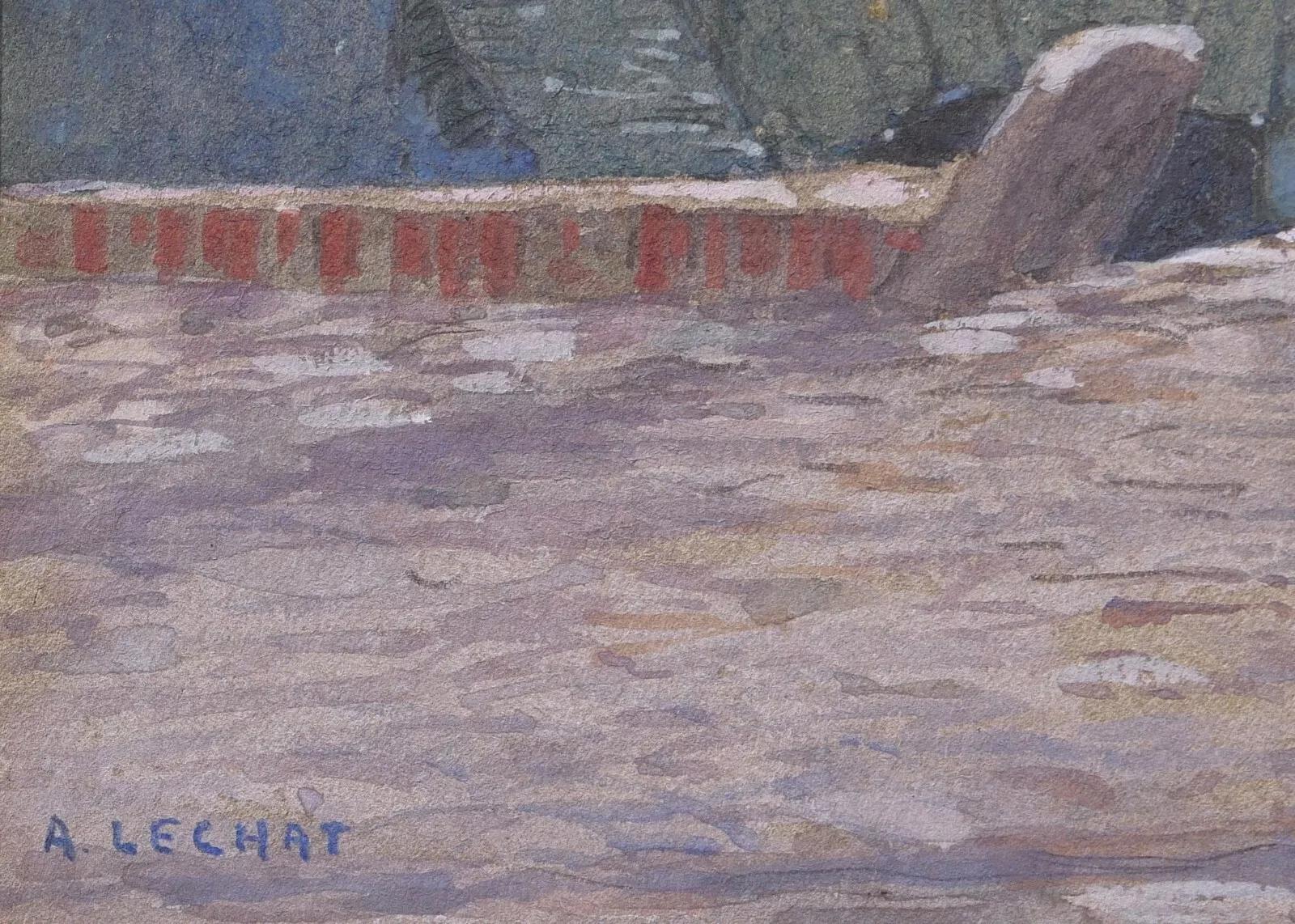 Das Kricketgeschäft der Stadt in Arras (Schwarz), Landscape Painting, von Albert Lechat